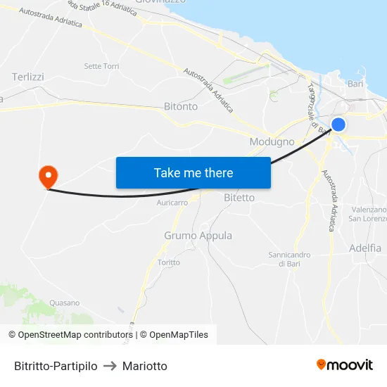 Bitritto-Partipilo to Mariotto map