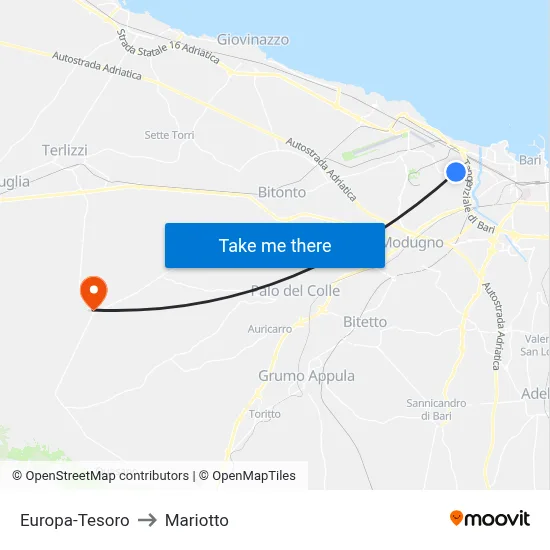 Europa-Tesoro to Mariotto map