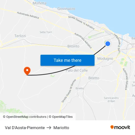 Val D'Aosta-Piedmont to Mariotto map