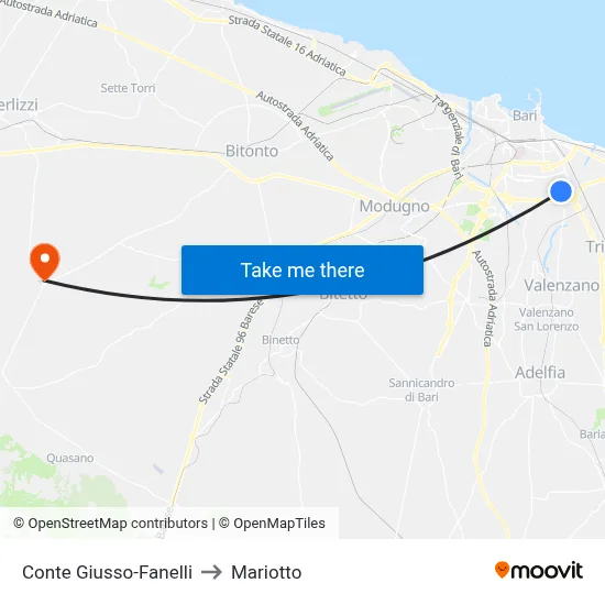 Conte Giusso-Fanelli to Mariotto map