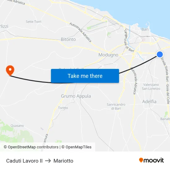 Caduti Lavoro II to Mariotto map