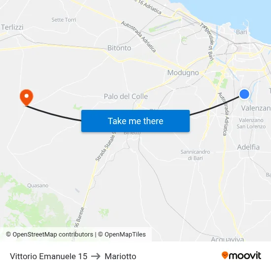 Vittorio Emanuele 15 to Mariotto map