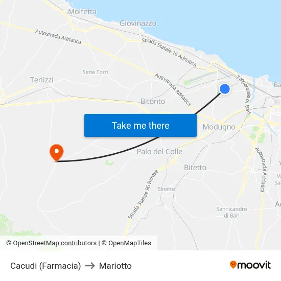 Cacudi (Pharmacy) to Mariotto map