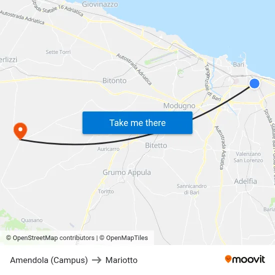 Amendola (Campus) to Mariotto map