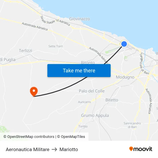 Aeronautica Militare to Mariotto map