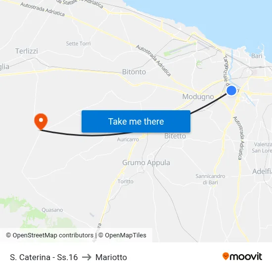 St. Caterina - SS16 to Mariotto map