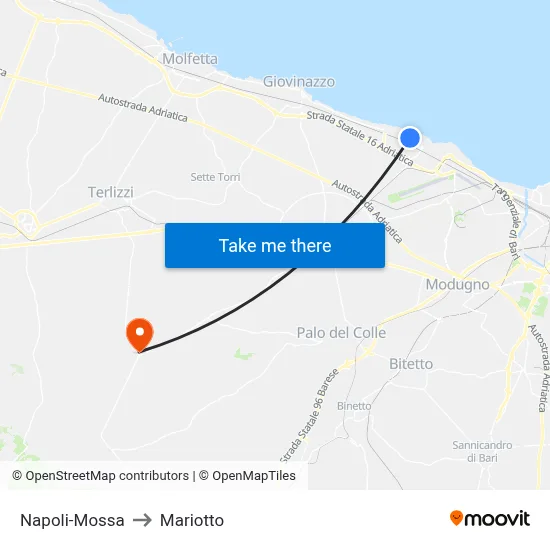 Naples-Mossa to Mariotto map