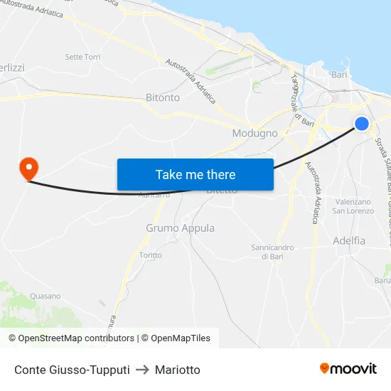 Conte Giusso-Tupputi to Mariotto map