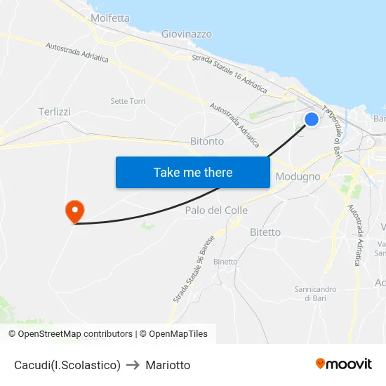 Cacudi (School Complex) to Mariotto map