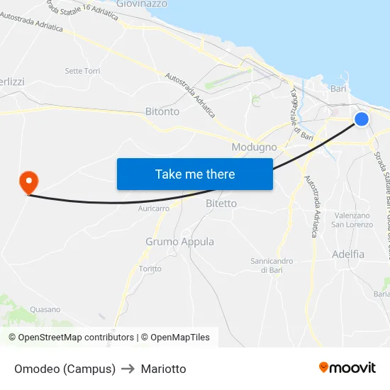 Omodeo (Campus) to Mariotto map