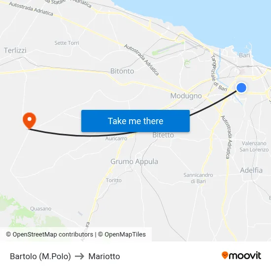 Bartolo (M.Polo) to Mariotto map