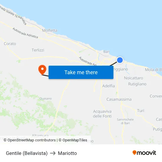 Gentile (Bellavista) to Mariotto map