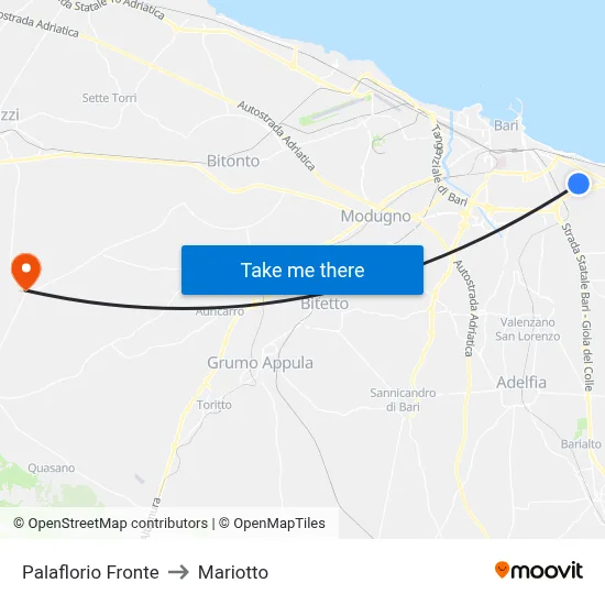 Palaflorio Fronte to Mariotto map