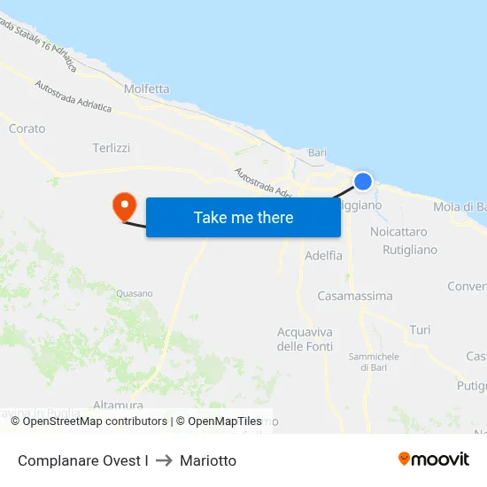 West Service Road I to Mariotto map