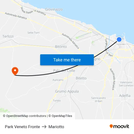 Park Veneto Fronte to Mariotto map