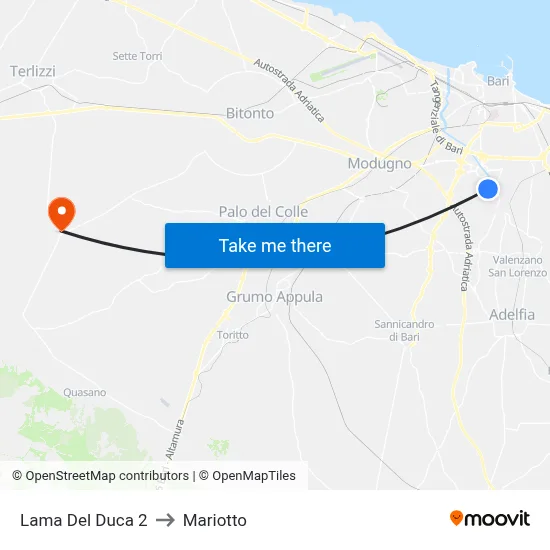 Lama Del Duca 2 to Mariotto map