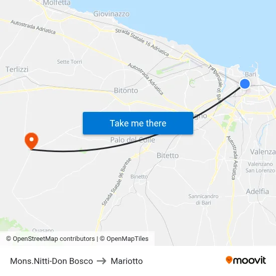 Mons.Nitti-Don Bosco to Mariotto map