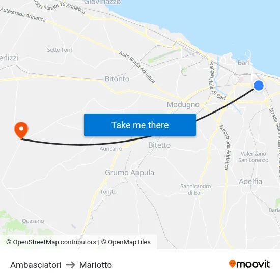 Ambasciatori to Mariotto map