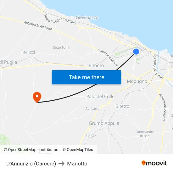 D'Annunzio (Prison) to Mariotto map