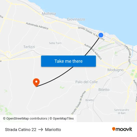 Catino Road 22 to Mariotto map