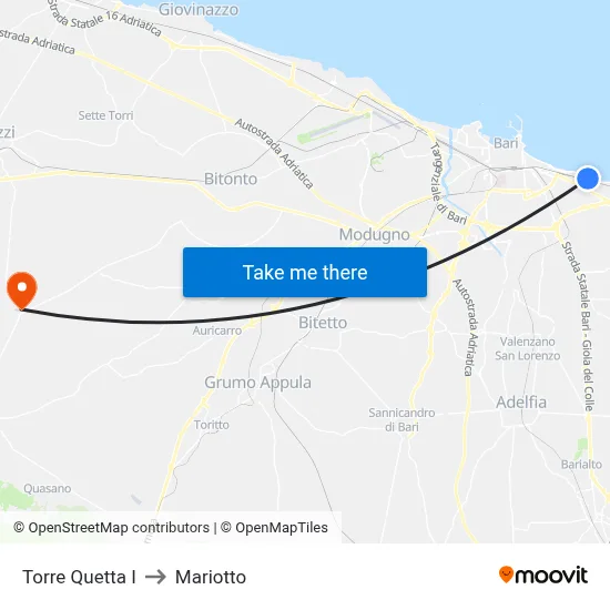 Torre Quetta I to Mariotto map