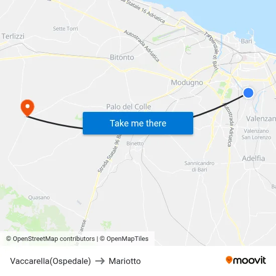 Vaccarella (Hospital) to Mariotto map
