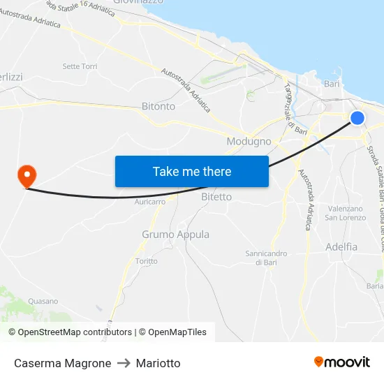 Caserma Magrone to Mariotto map