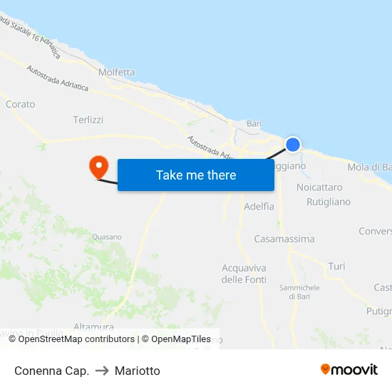 Conenna Terminal to Mariotto map