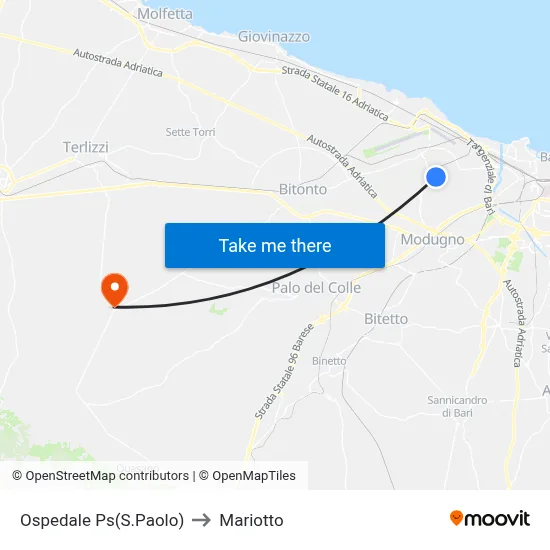 St. Paul Hospital to Mariotto map
