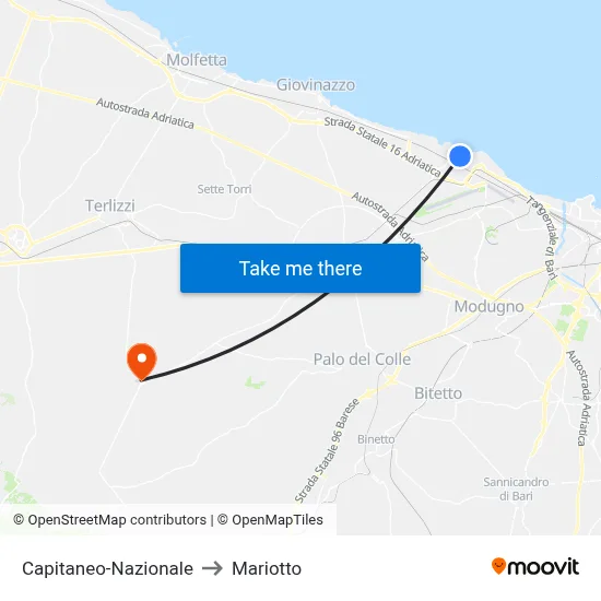 Capitaneo-National to Mariotto map
