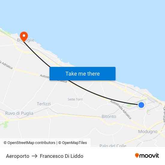Aeroporto to Francesco Di Liddo map