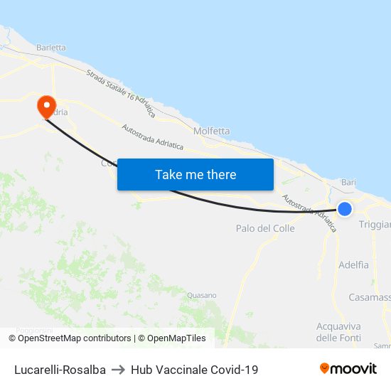 Lucarelli-Rosalba to Hub Vaccinale Covid-19 map