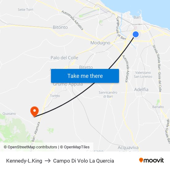 Kennedy-L.King to Campo Di Volo La Quercia map