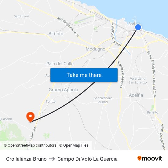 Crollalanza-Bruno to Campo Di Volo La Quercia map