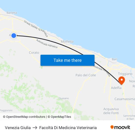 Venezia Giulia to Facoltà Di Medicina Veterinaria map