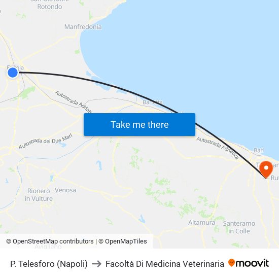 P. Telesforo (Napoli) to Facoltà Di Medicina Veterinaria map