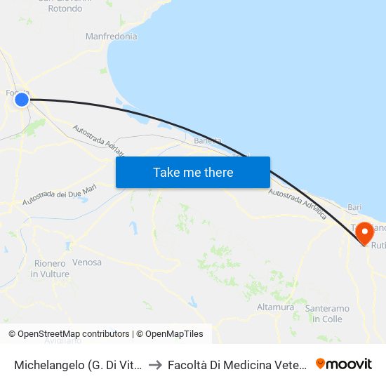 Michelangelo (G. Di Vittorio) to Facoltà Di Medicina Veterinaria map