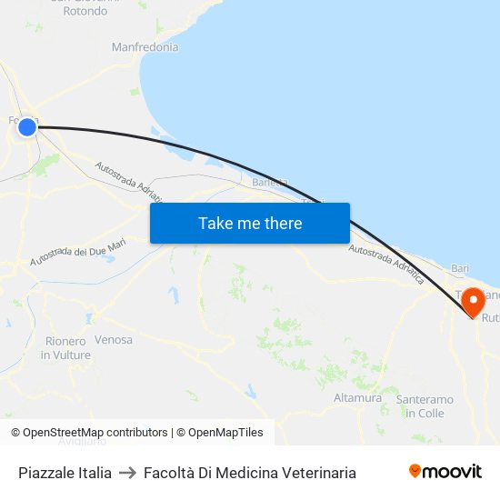 Piazzale Italia to Facoltà Di Medicina Veterinaria map
