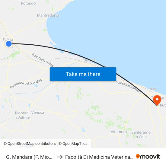 G. Mandara (P. Mione) to Facoltà Di Medicina Veterinaria map
