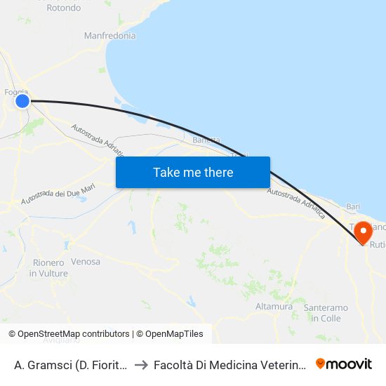 A. Gramsci (D. Fioritto) to Facoltà Di Medicina Veterinaria map