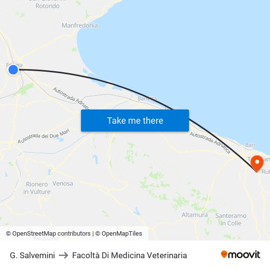 G. Salvemini to Facoltà Di Medicina Veterinaria map