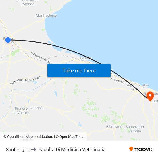 Sant'Eligio to Facoltà Di Medicina Veterinaria map