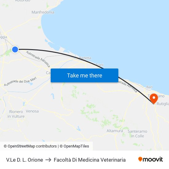 V.Le D. L. Orione to Facoltà Di Medicina Veterinaria map