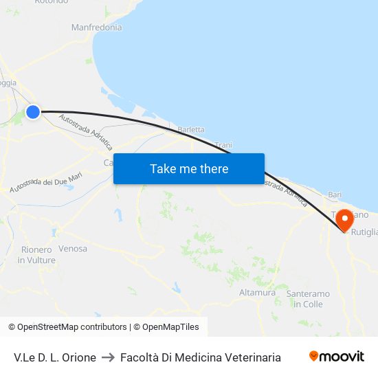 V.Le D. L. Orione to Facoltà Di Medicina Veterinaria map