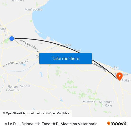 V.Le D. L. Orione to Facoltà Di Medicina Veterinaria map