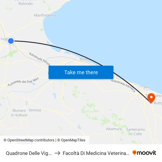 Quadrone Delle Vigne to Facoltà Di Medicina Veterinaria map
