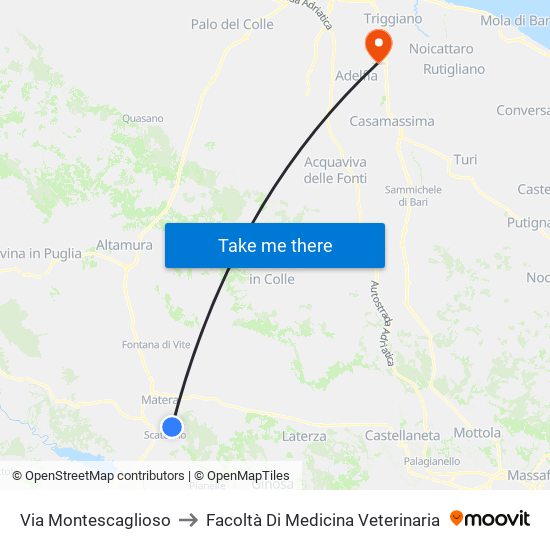 Via Montescaglioso to Facoltà Di Medicina Veterinaria map