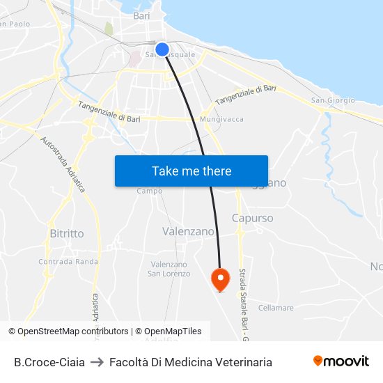 B.Croce-Ciaia to Facoltà Di Medicina Veterinaria map