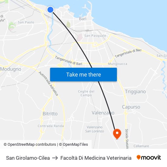 San Girolamo-Cilea to Facoltà Di Medicina Veterinaria map