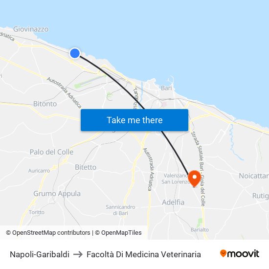 Napoli-Garibaldi to Facoltà Di Medicina Veterinaria map